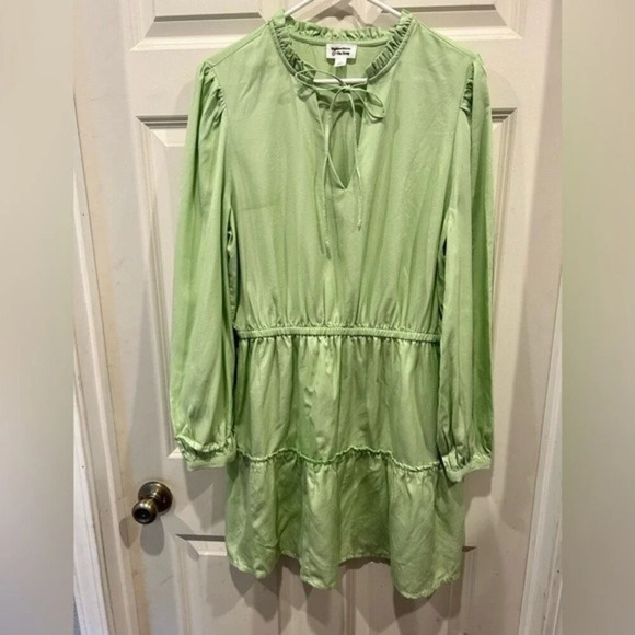 The Drop Women's Smoke Green Long Sleeve V-Neck Mini Dress size Large - Picture 7 of 13